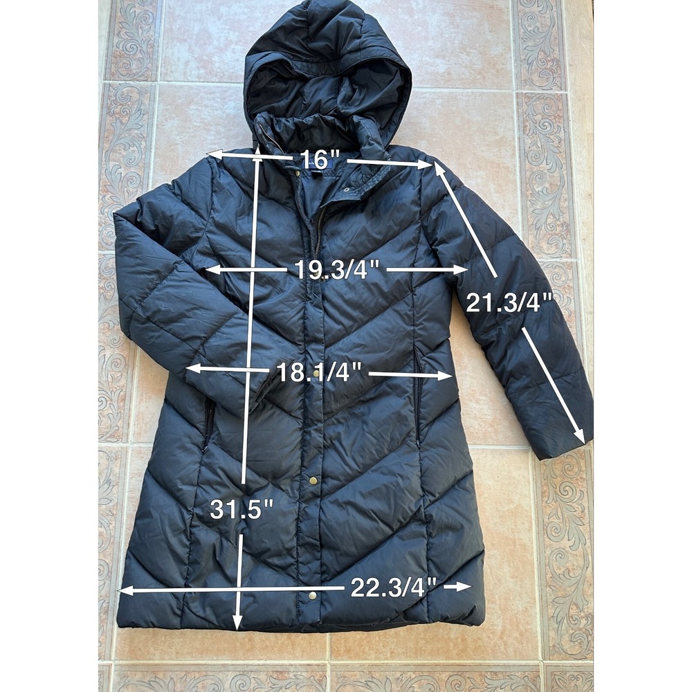 Lands' End Black Nylon Goose Down Filled Coat Women's size XS - Picture 2 of 13